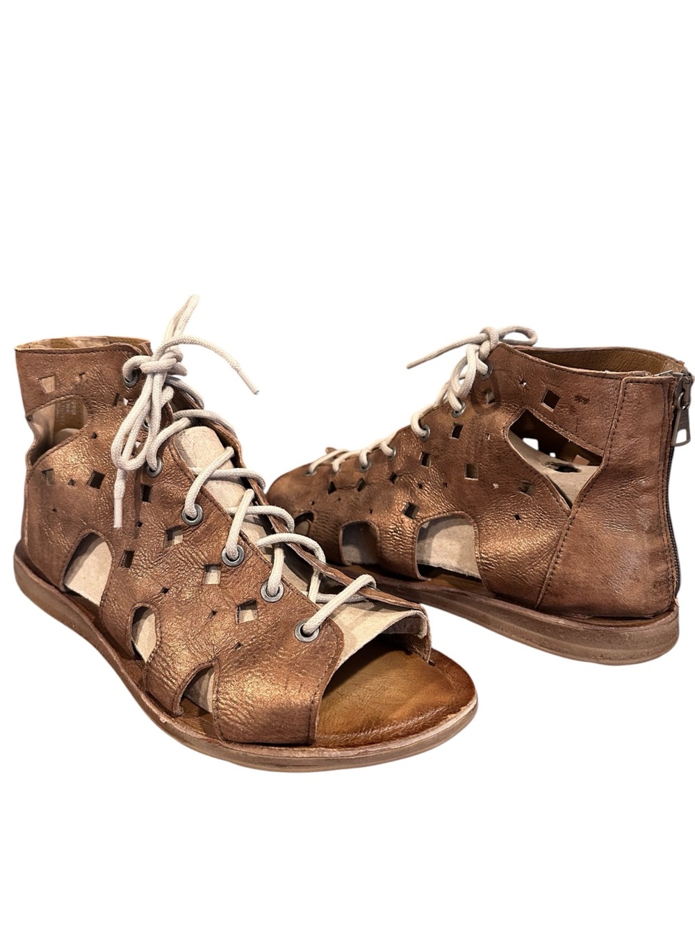 Miz Mooz Distressed Bronze Lace Up Gladiator Sz 42 - Picture 6 of 6